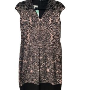 Pink & black patterned dress. Wisp Petites, size 6. New with tags.
